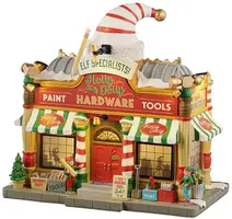Lemax holly jolly hardware verlicht kersthuisje Santa's Wonderland 2025 - afbeelding 1