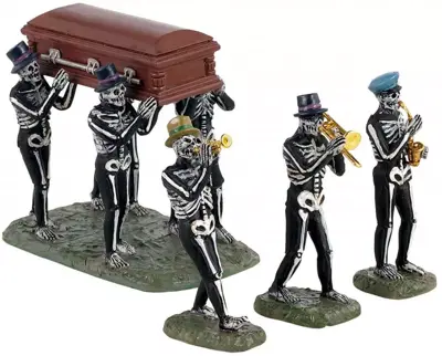 Lemax jazz funeral s/4 tafereel Spooky Town 2021 - afbeelding 1