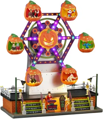 Lemax jumping jacks ferris wheel bewegend reuzenrad Spooky Town 2026 - afbeelding 1
