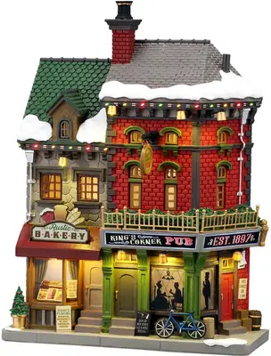 Lemax king's corner pub verlichte facade Caddington Village 2026 - afbeelding 1