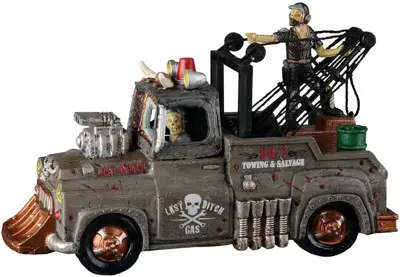 Lemax last ditch tow truck tafereel Spooky Town 2022 - afbeelding 1