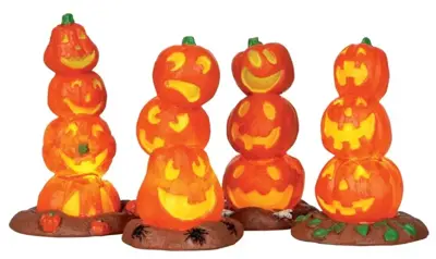 Lemax light up pumpkin stack s/4 verlichte accessoire Spooky Town 2013 - afbeelding 1