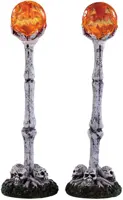 Lemax lighted lantern bone post, set of 2, verlichte straatlantaarn Spooky Town 2020 - afbeelding 1