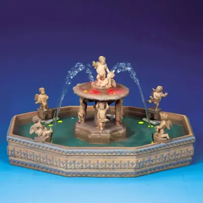 Lemax lighted village square fountain bewegend kerstdorp tafereel 2001 - afbeelding 1