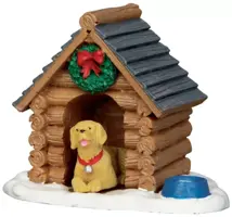 Lemax log cabin dog house kerstdorp accessoire Vail Village 2015 - afbeelding 1