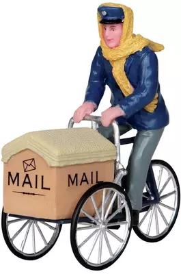 Lemax mail delivery cycle kerstdorp figuur type 2 Caddington Village 2012 - afbeelding 1