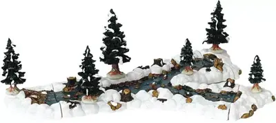 Lemax mill stream fork kerstdorp accessoire 2001 - afbeelding 1