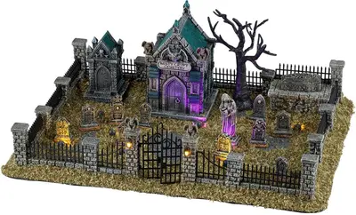 Lemax misty crypt graveyard verlicht tafereel Spooky Town 2026 - afbeelding 1