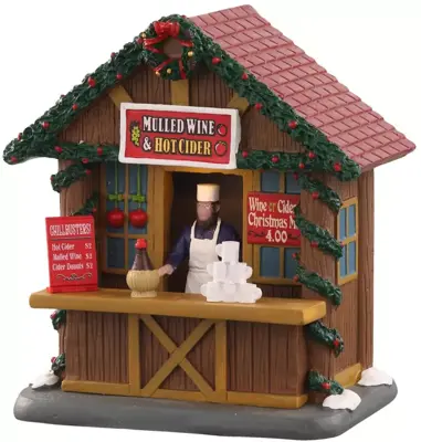 Lemax mulled wine and ciders verlicht kerstdorp tafereel Caddington Village 2022 - afbeelding 1