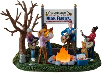Lemax music festival verlicht kerstdorp tafereel 2024 - afbeelding 1