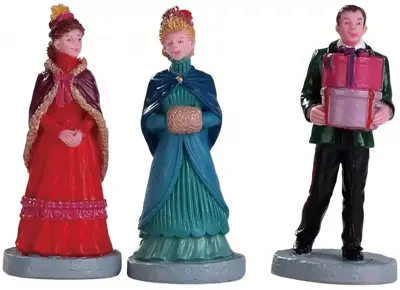 Lemax new hoilday hats s/3 kerstdorp figuur type 4 Caddington Village 2018 - afbeelding 1