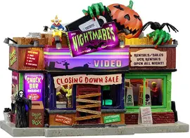 Lemax nightmares video verlicht huisje Spooky Town 2025 - afbeelding 1
