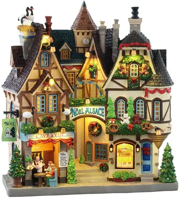 Lemax noel alsace verlichte facade Caddington Village 2025 - afbeelding 2
