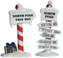 Lemax north pole signs s/2 kerstdorp accessoire Santa's Wonderland 2006 - afbeelding 1