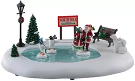 Lemax north pole skating rink bewegende kerstdorp tafereel Santa's Wonderland 2021 - afbeelding 1