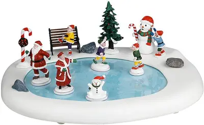 Lemax northern lights skating pond bewegend kerstdorp tafereel Santa's Wonderland 2025 - afbeelding 1