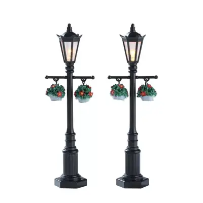 Lemax old english lamp post s/2 verlichte straatlantaarn 2017 - afbeelding 1