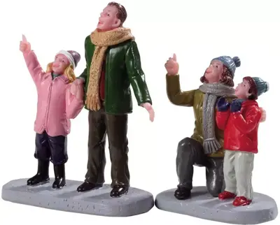 Lemax people admiring fireworks s/2 kerstdorp figuur type 4 2019 - afbeelding 1