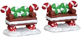 Lemax peppermint cookie bench s/2 kerstdorp accessoire Sugar 'N' Spice 2015 - afbeelding 1
