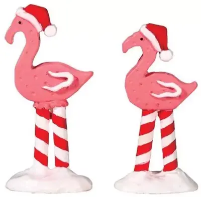 Lemax pink flamingos s/2 kerstdorp accessoire Sugar 'N' Spice 2017 - afbeelding 1