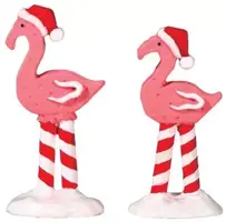 Lemax pink flamingos s/2 kerstdorp accessoire Sugar 'N' Spice 2017 - afbeelding 1
