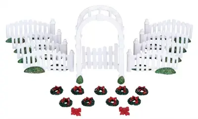 Lemax plastic arbor & picket fences w/decorations s/20 kerstdorp accessoire 2010 - afbeelding 1