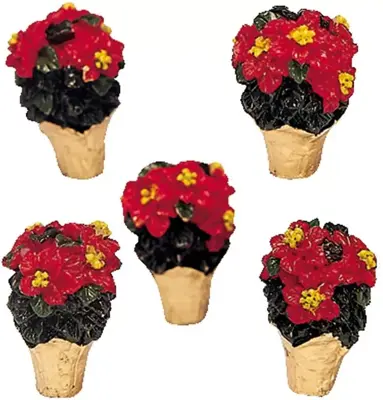 Lemax poinsettias, s/5 kerstdorp accessoire 2003 - afbeelding 1