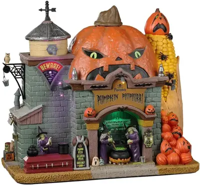 Lemax poison pumpkin potpourri huisje Spooky Town met rook effecten 2022 - afbeelding 1