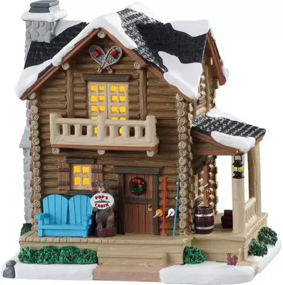 Lemax pop's cabin verlicht kersthuisje Vail Village 2020 - afbeelding 1