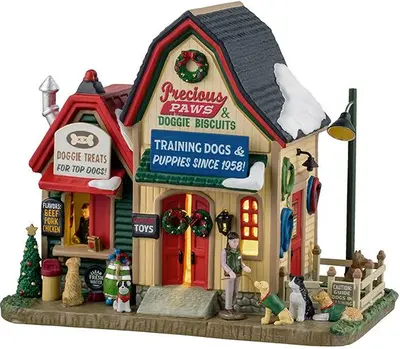 Lemax precious paws & doggie biscuits verlicht kersthuisje Harvest Crossing 2025 - afbeelding 1