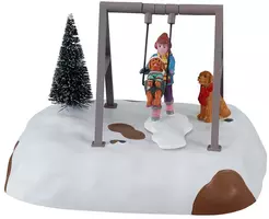 Lemax puppy gets a swing ride bewegend kerstdorp tafereel Harvest Crossing 2021 kopen?