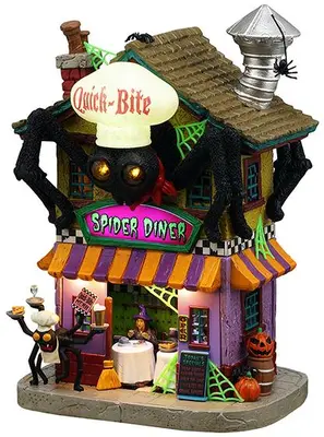 Lemax quick-bite spider diner verlicht huisje Spooky Town 2025 - afbeelding 1