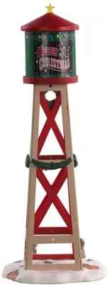Lemax rustic water tower kerstdorp tafereel Vail Village 2021 - afbeelding 4