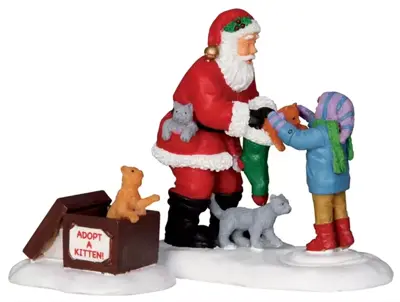 Lemax santa and kittens s/2 kerstdorp figuur type 3 2012 - afbeelding 1