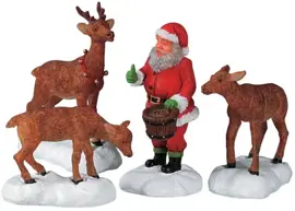 Lemax santa feeds reindeer s/4 kerstdorp figuur type 4 2005 - afbeelding 1