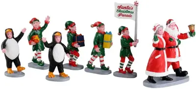 Lemax santa's elf parade kerstdorp tafereel Caddington Village 2022 - afbeelding 1