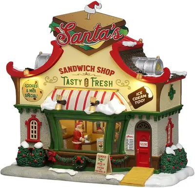 Lemax santa's sandwich shop verlicht kersthuisje Santa's Wonderland 2026 - afbeelding 1