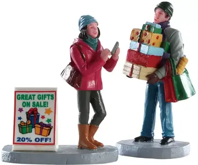 Lemax shopping teamwork kerstdorp figuur type 3 Vail Village 2018 - afbeelding 1