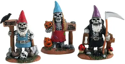 Lemax skeleton garden gnomes, set of 3 accessoire Spooky Town 2021 - afbeelding 1