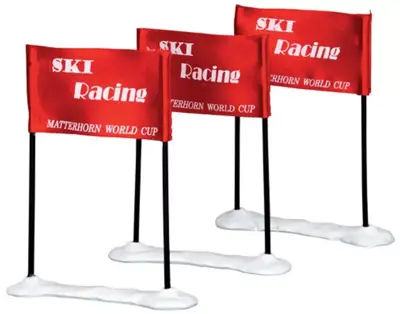 Lemax ski racing flag s/3 kerstdorp accessoire Vail Village 2014 - afbeelding 1