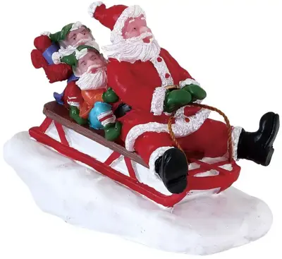 Lemax sledding with santa kerstdorp figuur type 4 Santa's Wonderland 2018 - afbeelding 1