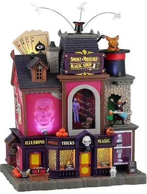 Lemax smoke & mirrors magic shop bewegend huisje Spooky Town 2025 - afbeelding 1