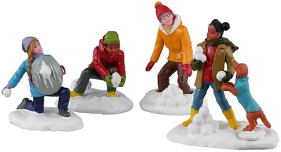 Lemax snowball battles, set of 4 kerstdorp figuur type 5 Vail Village 2023 - afbeelding 1