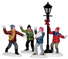 Lemax snowball fight!  s/4 kerstdorp figuur type 5 2013 - afbeelding 1