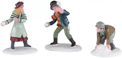 Lemax snowball skirmish s/3 kerstdorp figuur type 3 Caddington Village 2020 - afbeelding 1