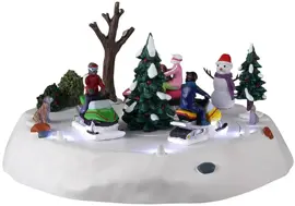 Lemax snowmobile fun bewegend kerstdorp tafereel Vail Village 2022 - afbeelding 1