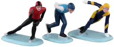 Lemax speed skaters, set of 3 kerstdorp figuur type 3 Vail Village 2023 - afbeelding 1