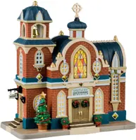 Lemax spirit of joy community church verlicht kersthuisje Caddington Village 2024 - afbeelding 1