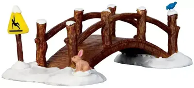 Lemax split rail footbridge kerstdorp tafereel Vail Village 2016 - afbeelding 1