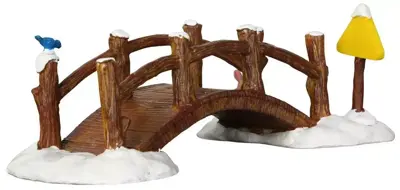 Lemax split rail footbridge kerstdorp tafereel Vail Village 2016 - afbeelding 2